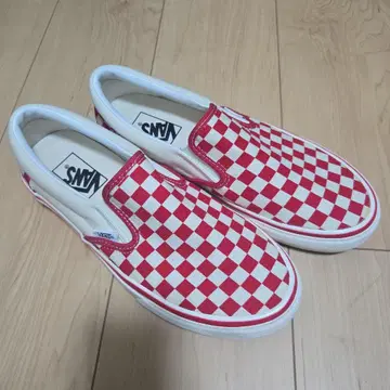 Vans 슬립온 레드/화이트 체크