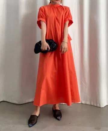 (K08082)AMERI COTTON COLOR VOLUME DRESS