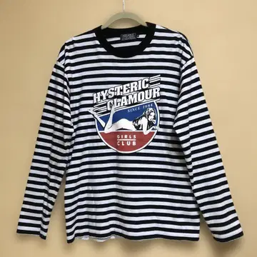 HYSTERIC GLAMOUR 스트라이프 롱 슬리브 T셔츠 M