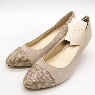 중고품 grove 베이지 비쥬 펌프스 힐 5cm 일본제 22.5