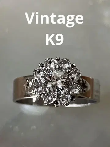 Vintage 9ct K9WG 반지 화이트 골드