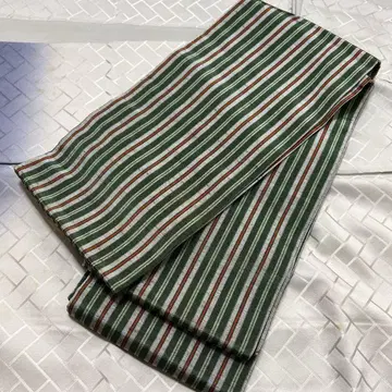 긴 반폭 오비 견제 그린 및 빨간색 스트라이프 15.5 x 344cm
