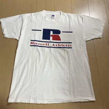 구제 의류 RUSSELL USA 브랜드 로고 T셔츠