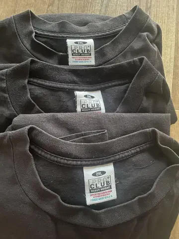 프로 클럽 티셔츠 2XL 블랙 3장 세트