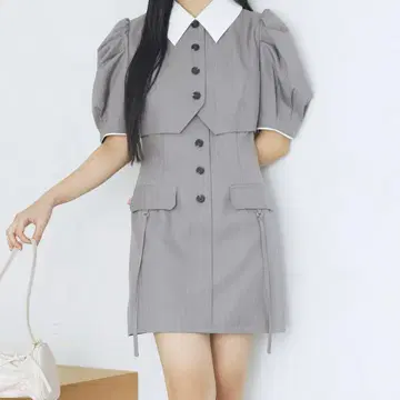 dazzlin 자켓 라이크 레이어드 미니 원피스