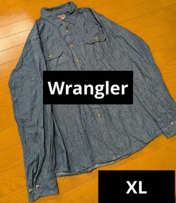 Wrangler 랭글러 데님 셔츠 XL 블루 구제 의류 더블 포켓