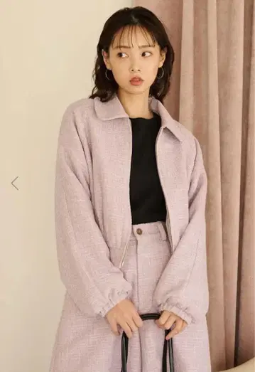 트위드 숏 기장 블루종 퍼플