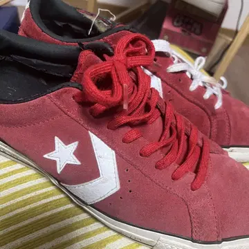 CONVERSE 레드 스웨이드 스니커즈 스케이트 보드화에