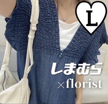 새상품 시마무라 데님 셔링 멜빵바지 L 사이즈 진청