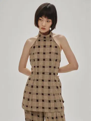 TODAYFUL Halterneck Checkjacquard Tops