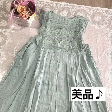 사만사 모스모스 새상품급 레이스 슬리브리스 원피스 민트 그린