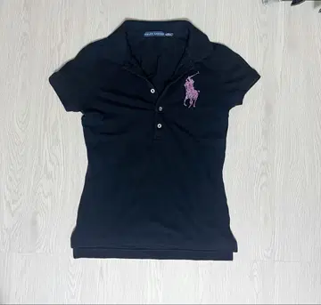 레어 랄프 로렌 Y2K 빅 포니 스톤 블랙 핑크