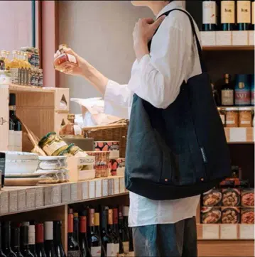 [미사용 새상품] DEAN&DELUCA 코튼 토트백 블랙 L 사이즈