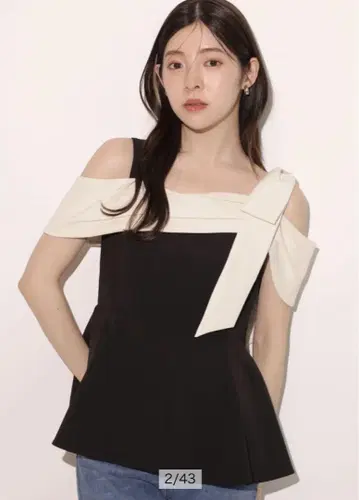 rirandture 오프숄더 리본 페플럼 상의