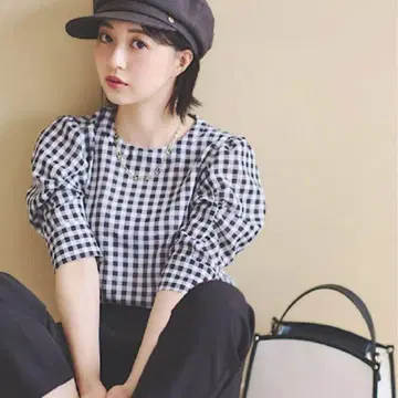 지고 슬리브 블라우스 깅엄 체크 38