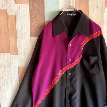 모드 구제 vintage 오픈 카라 셔츠 폴리에스테르 y2k