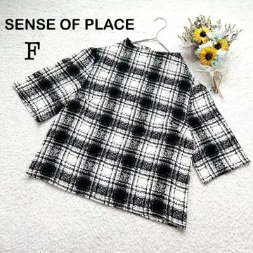 [센스 오브 플레이스] 체크 무늬 보틀넥 풀오버 성숙 캐주얼 F