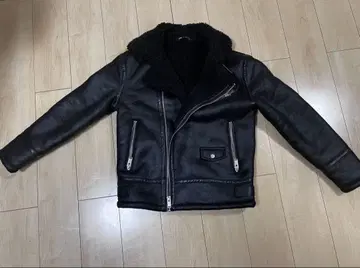 새상품급 ZARA 페이크 무스탕 더블 라이더 자켓 블랙