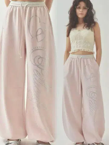 [완판템] PELLICULE stone-deco sweat pants