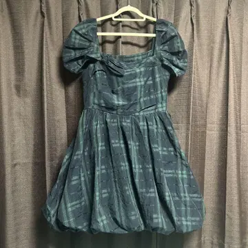 JILL STUART 다크 그린 체크 원피스