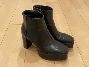블랙 사이드 고어 부츠 높은 힐 M