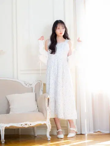 evelyn 에블린 꽃무늬 레이스 OP 블루 F