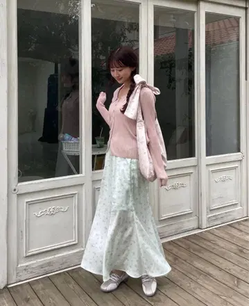muguet flower satin mermaid skirt