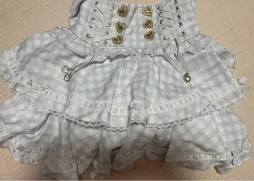 LIZ LISA 스카이블루 사다리 리본 깅엄 티어드 치마바지