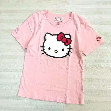 [초레어] EVISU 헬로키티 핑크 자수 티셔츠 사이즈 32 S