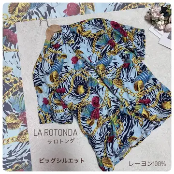 LA ROTONDA 올 패턴 코튼 반팔 화려한 무늬 빅 실루엣 셔츠