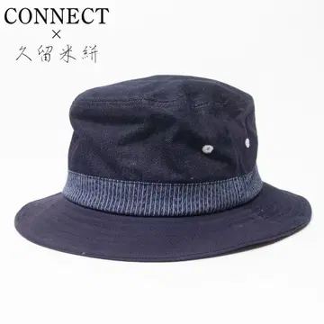 새상품 CONNECT x 구루메가스리 데님 버킷햇 네이비