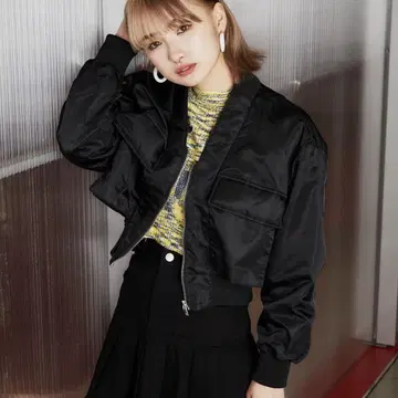 아토모스핑크 디자인 숏 MA-1 블랙 갸루