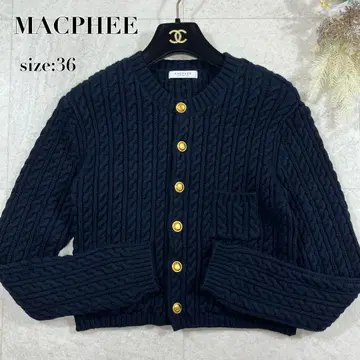 새상품급 [ MACPHEE ] 하이브리드 코튼 케이블 가디건 네이비 S