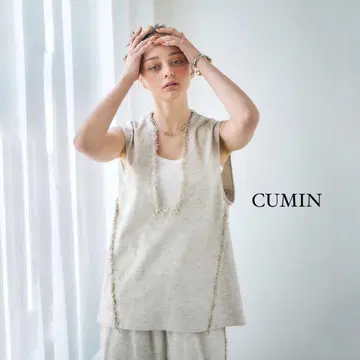 미품 CUMIN 쿠민 린넨 프린지 베스트