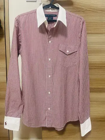 Ralph Lauren 빨간색과 화이트 스트라이프 긴팔 셔츠
