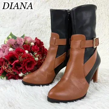 새상품급 다이애나 사이드 지퍼 벨트 숏부츠 포인티드 토 23cm