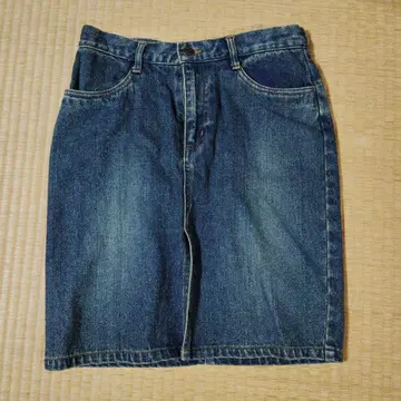 데님 스커트 무릎 기장 데님 블루