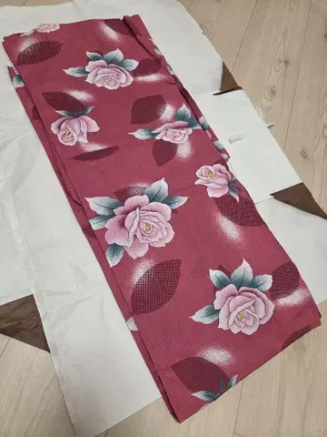 여성용 유카타 핑크 장미 장미 클리닝 완료