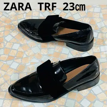 ZARA TRF 에나멜 블랙 리본 로퍼 23cm 검정색