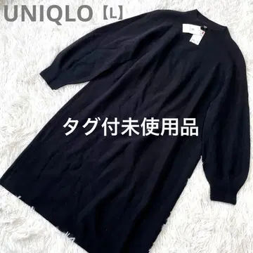 유니클로 3D 코튼 벌룬 슬리브 원피스 L 사이즈 블랙 택 포함 상품