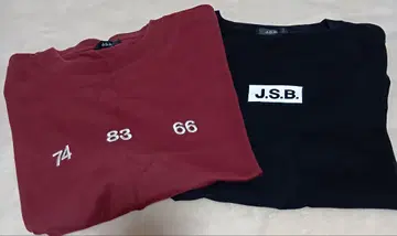 J.S.B. 로고 티셔츠 빨간색 블랙 2매 세트