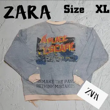 [한정 가격] ZARA 맨투맨 데미지 트레이너 데님
