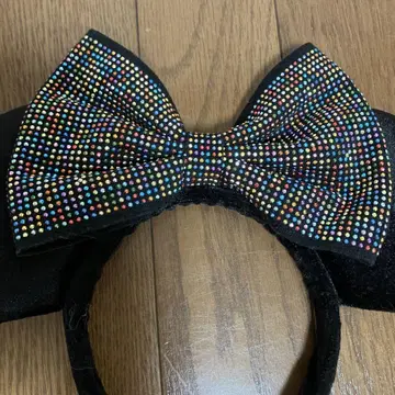컬러풀 비즈 장식 블랙 리본 머리띠
