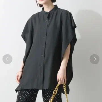 새상품 terrace 스퀘어 밴드 카라 셔츠 블라우스 블랙 반팔