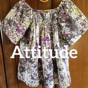 새상품급*Attitude*아티튜드*꽃무늬*셔링*티셔츠