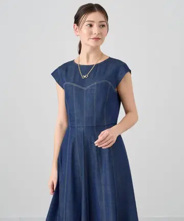 2024년 모델 ANAYI 데님 라이크 플레어 원피스 인디고 블루