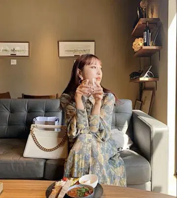 rienda 소매 볼륨 플리츠 플레어 op 원피스