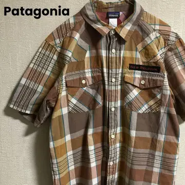 Patagonia 오가닉 코튼 타탄 체크 셔츠 기업 로고