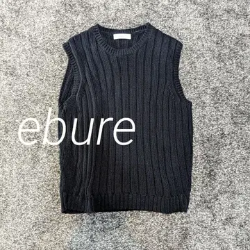 에브르 22SS 코튼 리브 니트 베스트 네이비 ebure