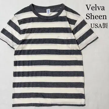 Velva Sheen 보더 T셔츠 USA 제 포켓 티 프리즈너 셔츠